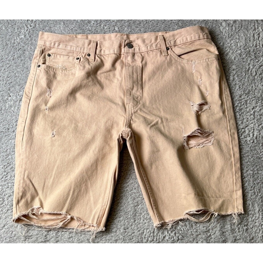 Levis 511 Shorts Men 40 Pink Salmon Denim Streetwear Distressed Y2K‎ Casual
